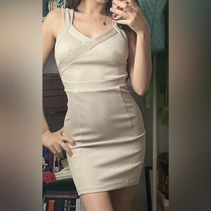 Armani Exchange Nude Bodycon Sleeveless Dress